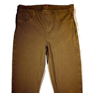 SPANX Jean-ish Ankle Leggings  sz Large  Olive Green  Stretch  20018T (tall) EUC